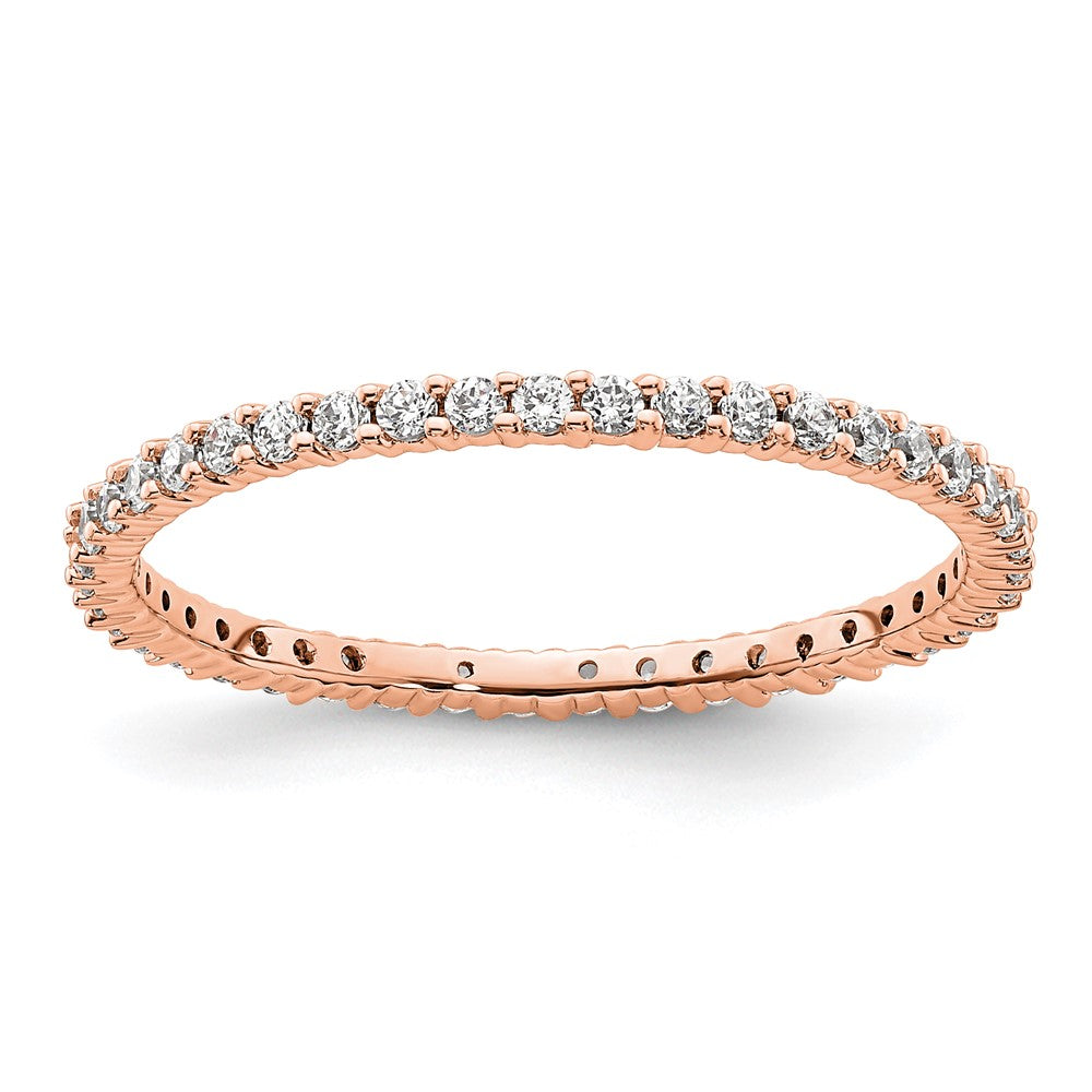 14k Rose Gold Polished Shared Prong 1/2 carat Diamond Complete Eternity Band
