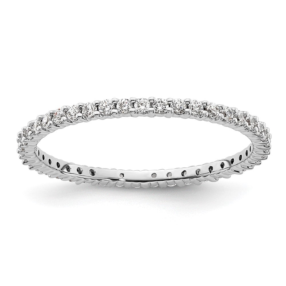 14k White Gold Polished Shared Prong 1/2 carat Diamond Complete Eternity Band