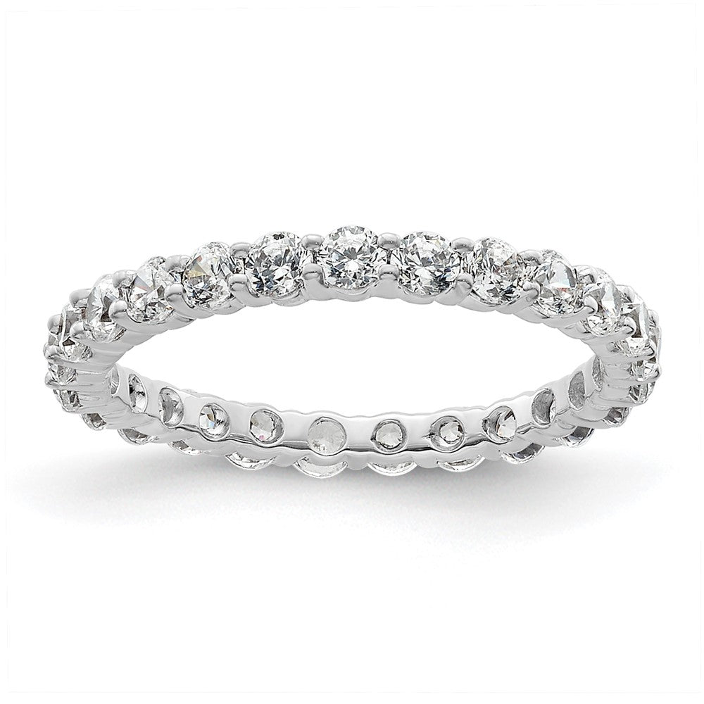 14k White Gold Polished Shared Prong 1 carat Diamond Complete Eternity Band