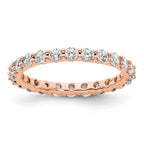 14k Rose Gold Polished Shared Prong 1 carat Diamond Complete Eternity Band