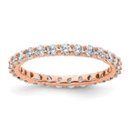 14k Rose Gold Polished Shared Prong 1 carat Diamond Complete Eternity Band