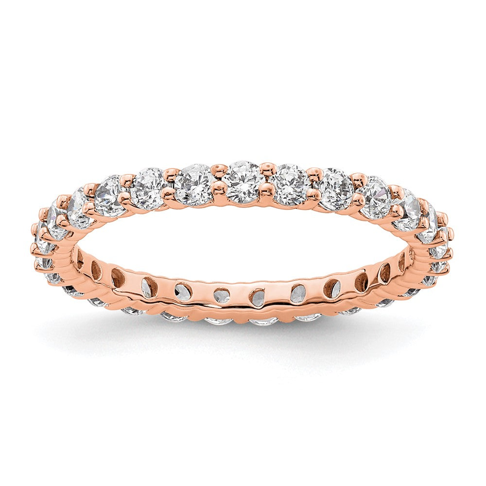14k Rose Gold Polished Shared Prong 1 carat Diamond Complete Eternity Band