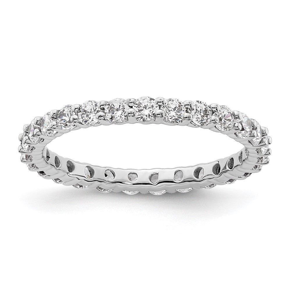 14k White Gold Polished Shared Prong 1 carat Diamond Complete Eternity Band