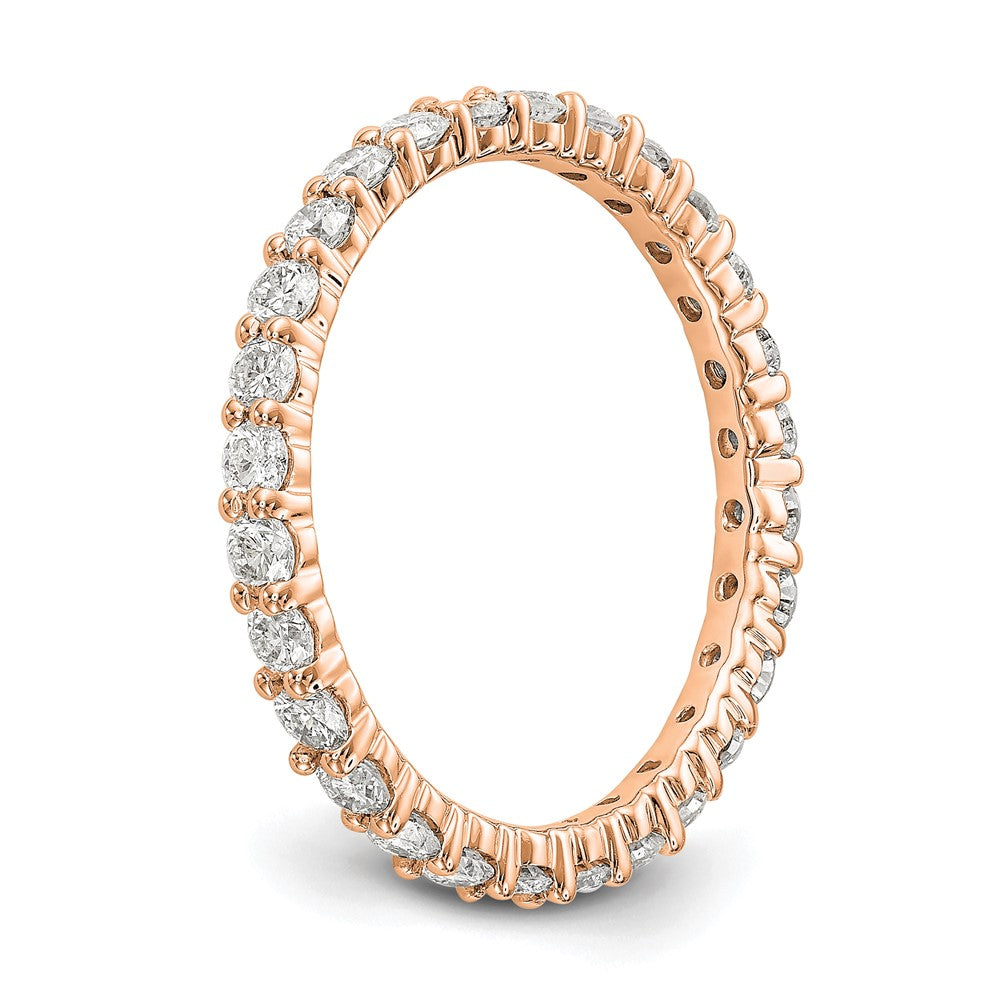 14k Rose Gold Polished Shared Prong 1 carat Diamond Complete Eternity Band