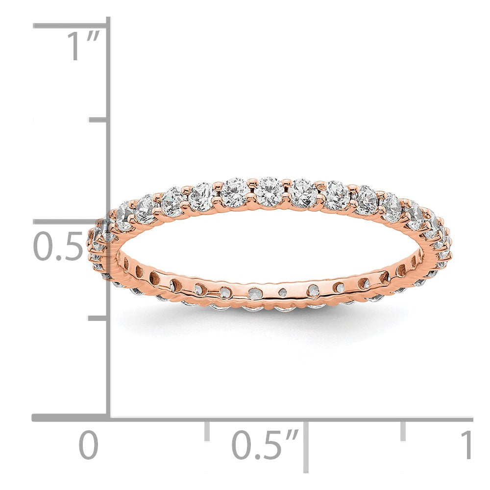 14k Rose Gold Polished shared Prong 1ct Diamond Eternity Band