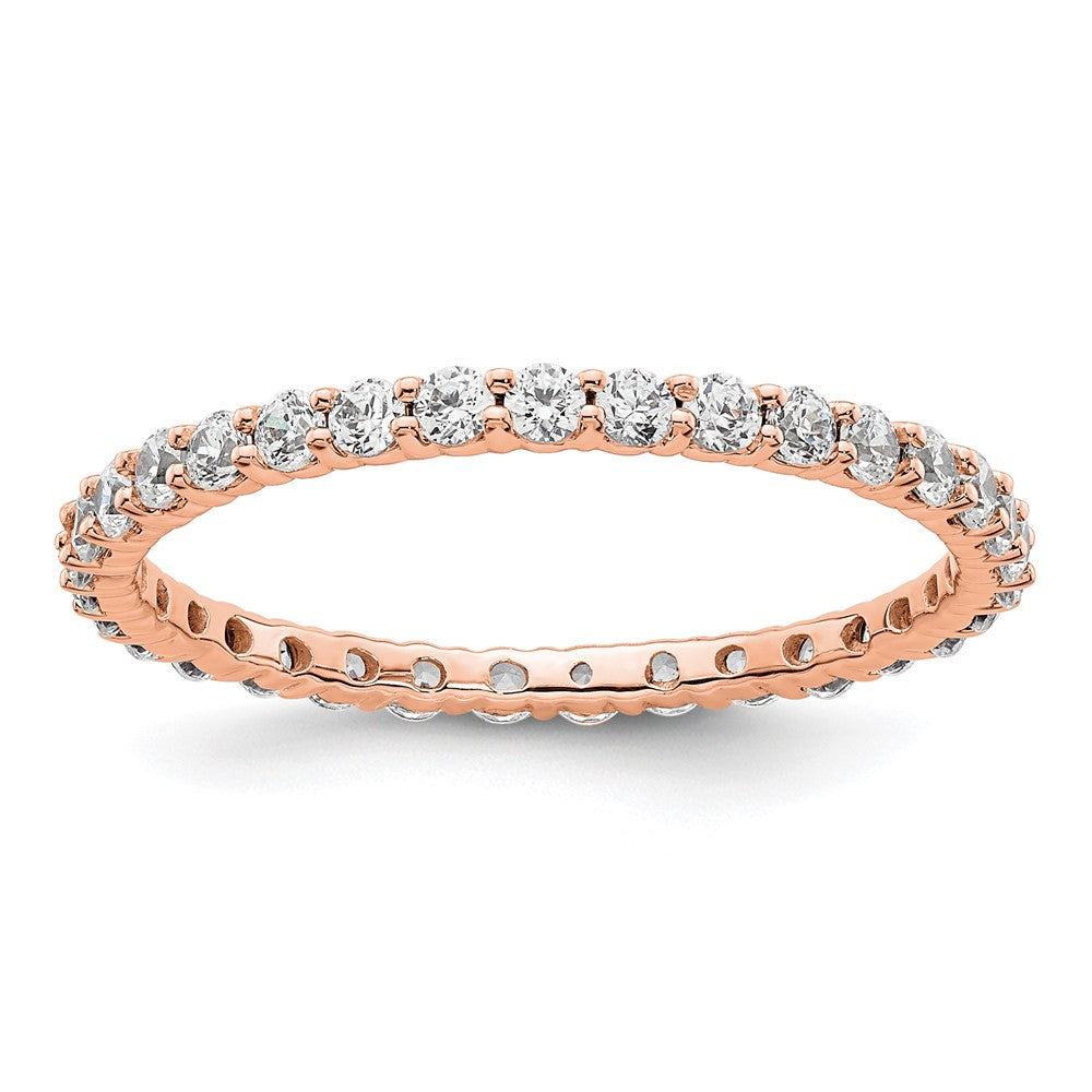 14k Rose Gold Polished Shared Prong 1 carat Diamond Complete Eternity Band
