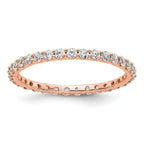 14k Rose Gold Polished shared Prong 1ct Diamond Eternity Band