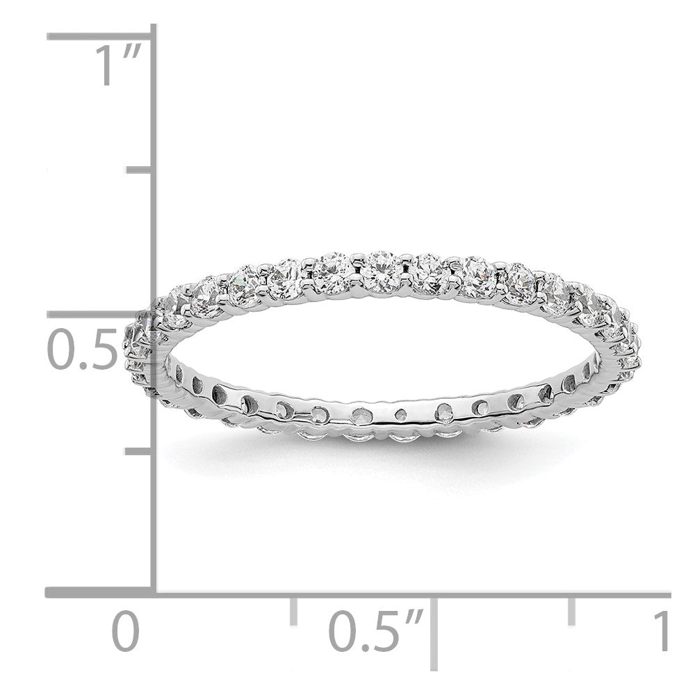 14k White Gold Polished Shared Prong 1 carat Diamond Complete Eternity Band