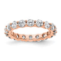 14k Rose Gold Polished Shared Prong 2 carat Diamond Complete Eternity Band