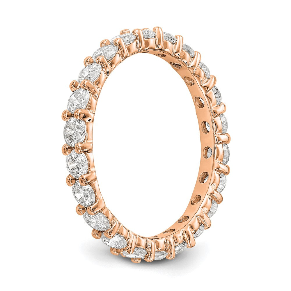 14k Rose Gold Polished Shared Prong 2 carat Diamond Complete Eternity Band