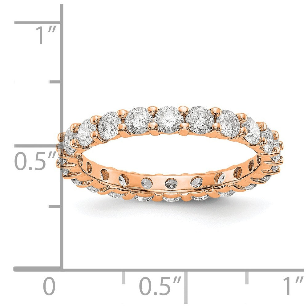 14k Rose Gold Polished Shared Prong 2 carat Diamond Complete Eternity Band
