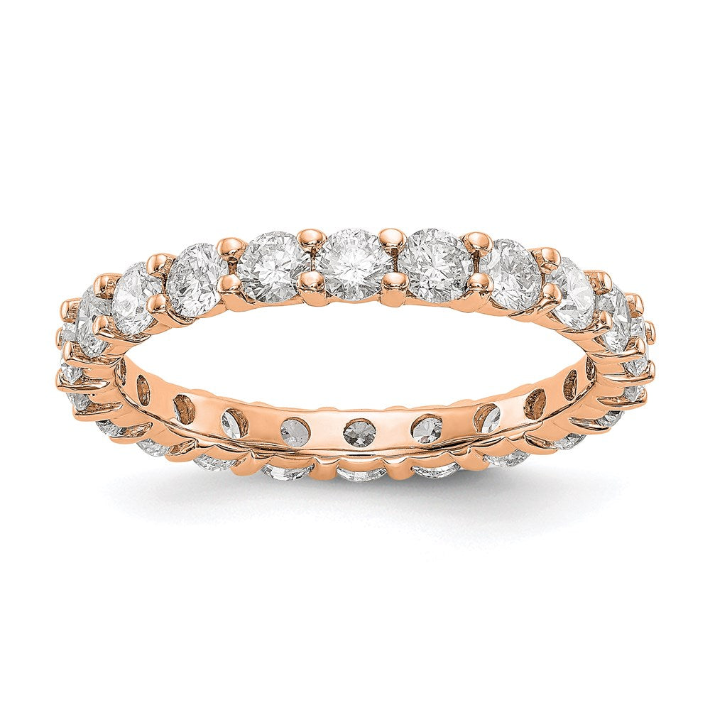14k Rose Gold Polished Shared Prong 2 carat Diamond Complete Eternity Band