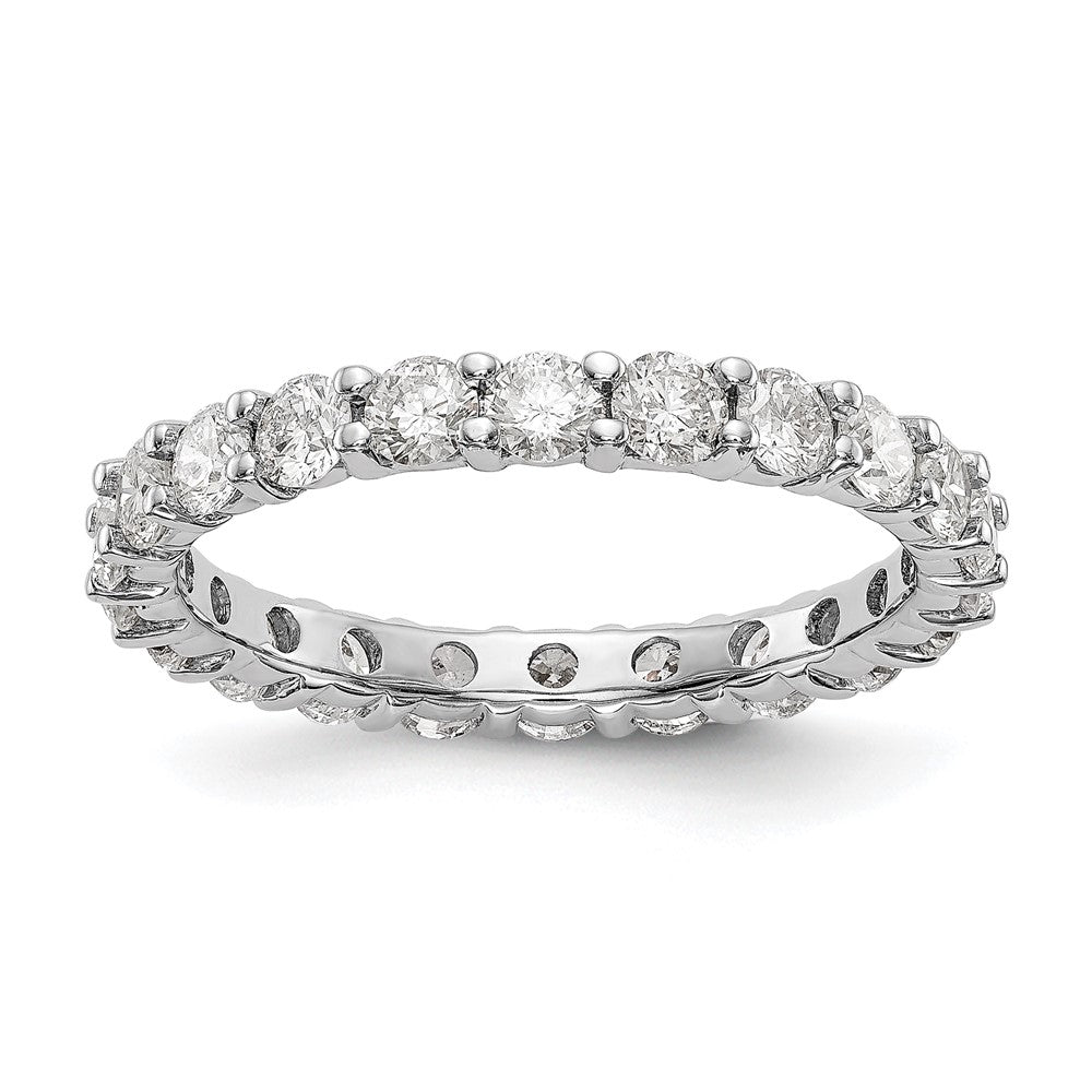 14k White Gold Polished Shared Prong 2 carat Diamond Complete Eternity Band