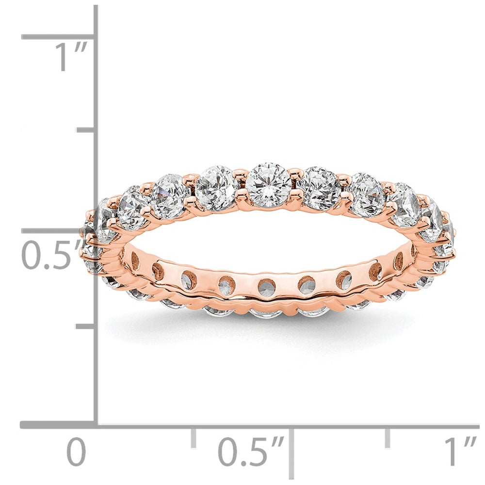 14k Rose Gold Polished Shared Prong 2 carat Diamond Complete Eternity Band