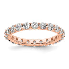 14k Rose Gold Polished Shared Prong 2 carat Diamond Complete Eternity Band