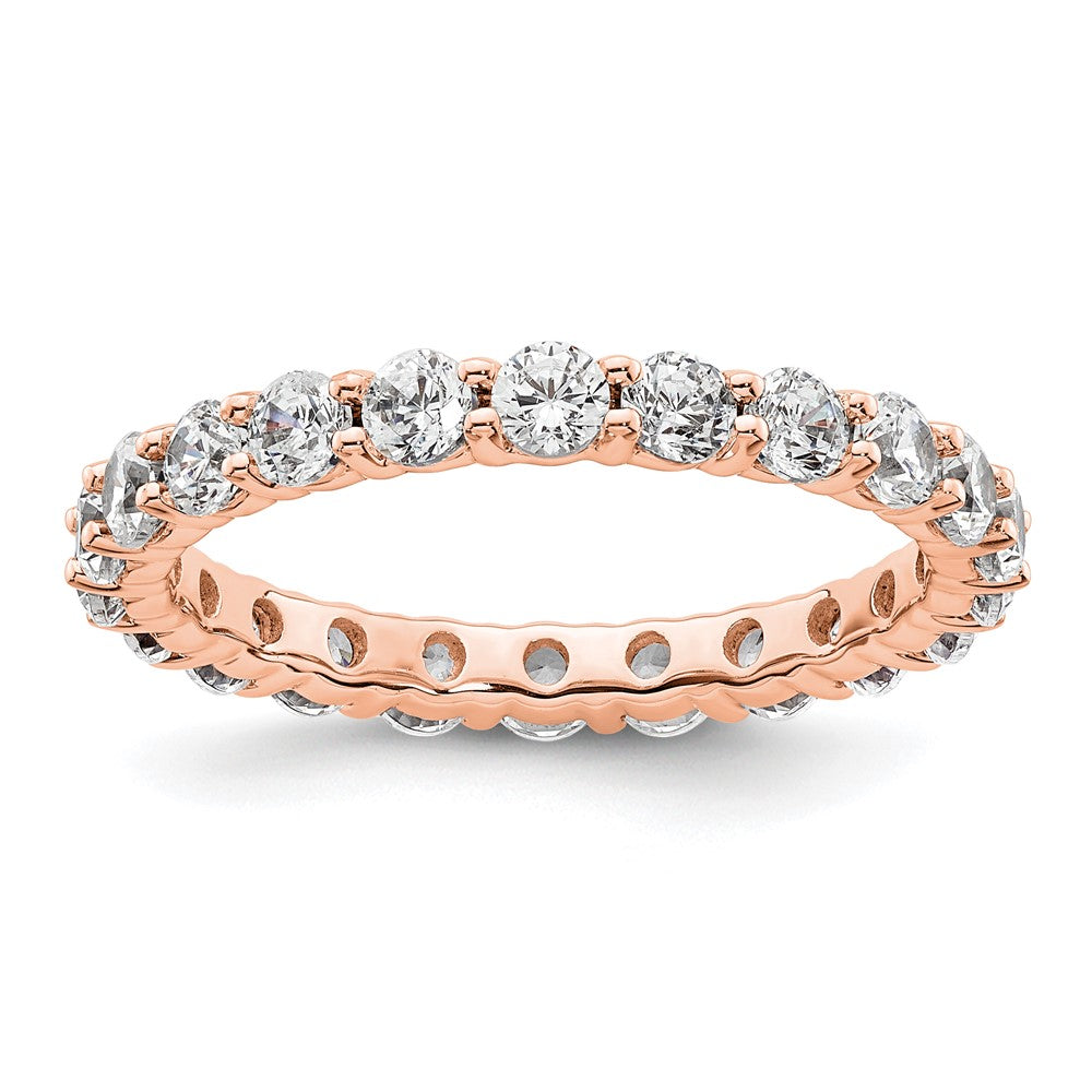14k Rose Gold Polished Shared Prong 2 carat Diamond Complete Eternity Band