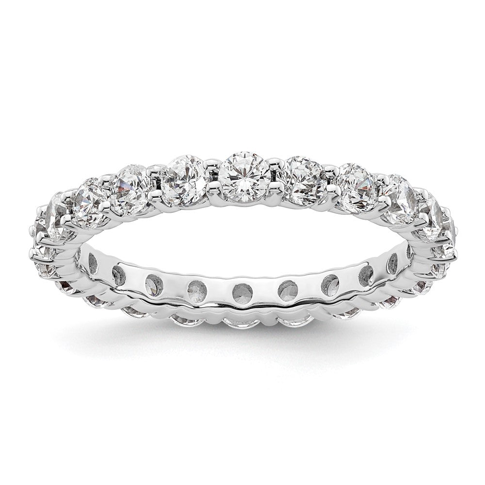 14k White Gold Polished Shared Prong 2 carat Diamond Complete Eternity Band