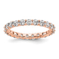 14k Rose Gold Polished Shared Prong 2 carat Diamond Complete Eternity Band