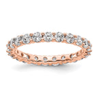 14k Rose Gold Polished Shared Prong 2 carat Diamond Complete Eternity Band