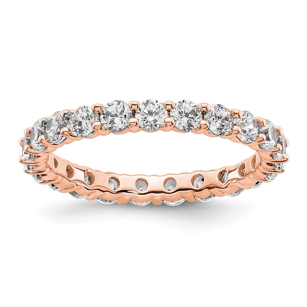 14k Rose Gold Polished Shared Prong 2 carat Diamond Complete Eternity Band
