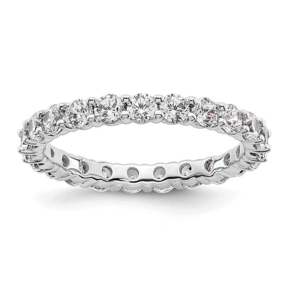 14k White Gold Polished Shared Prong 2 carat Diamond Complete Eternity Band
