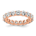 14k Rose Gold Polished Shared Prong 3 carat Diamond Complete Eternity Band