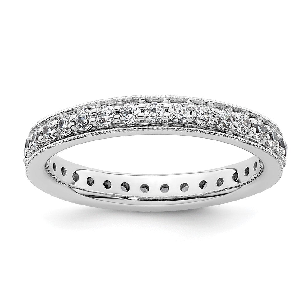 14k White Gold Polished Vintage 1/2 carat Diamond Complete Eternity Band
