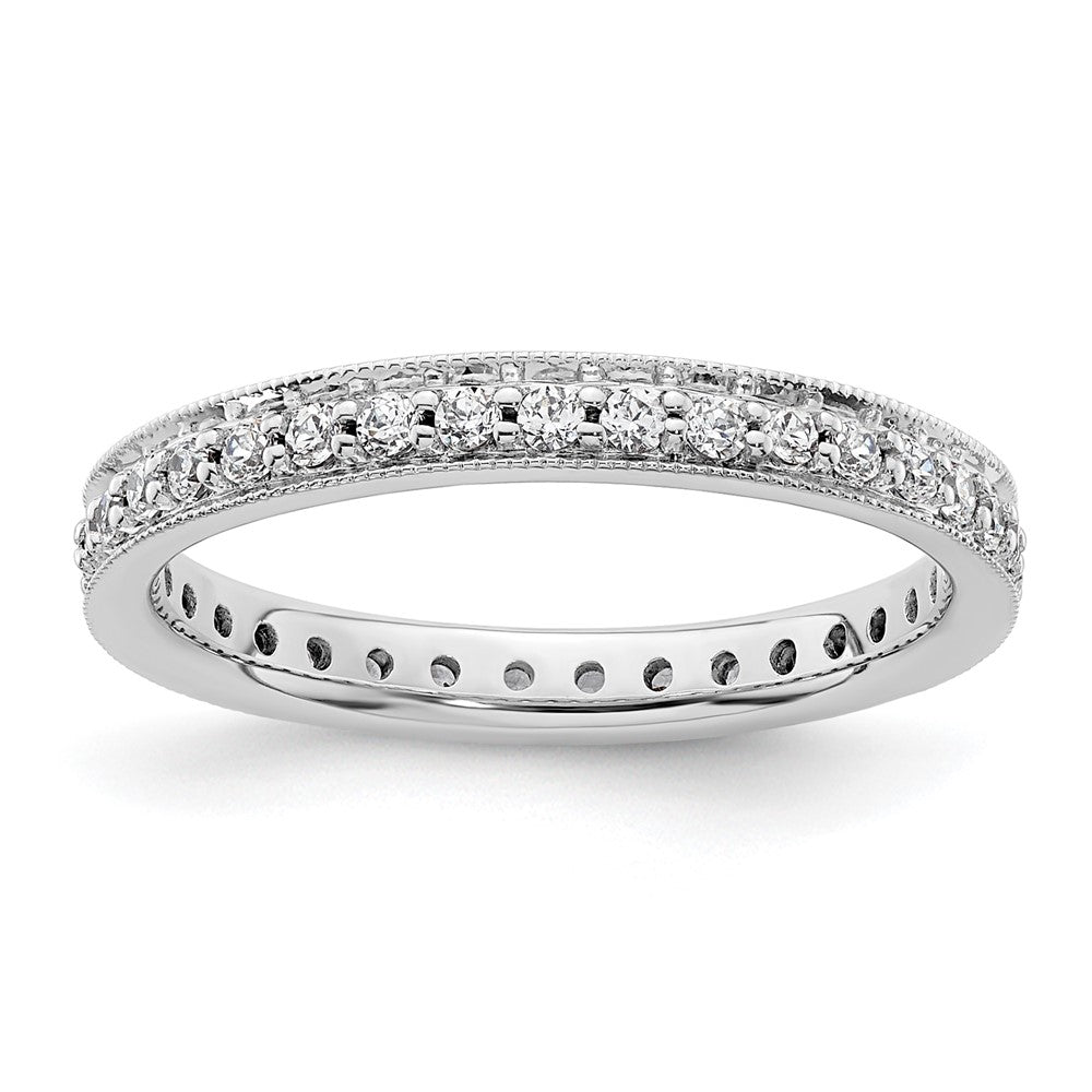 14k White Gold Polished Vintage 1/2 carat Diamond Complete Eternity Band