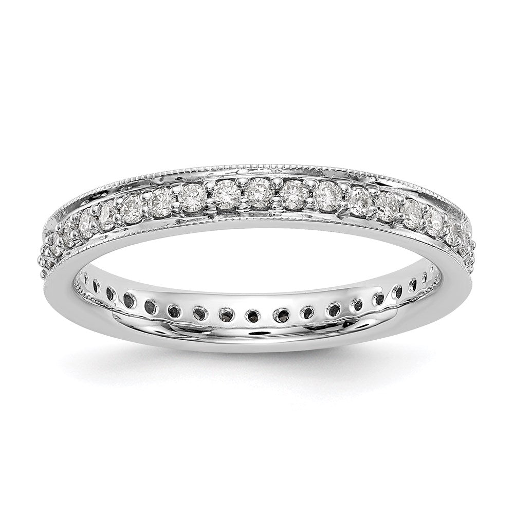 14k White Gold Polished Vintage 1/2 carat Diamond Complete Eternity Band