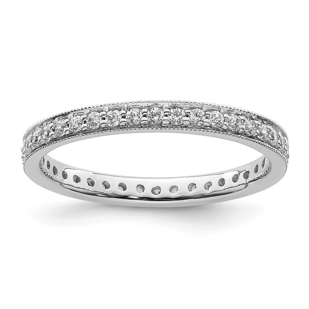 14k White Gold Polished Vintage 1/2 carat Diamond Complete Eternity Band