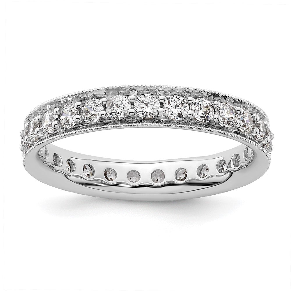 14k White Gold Polished Vintage 1 carat Diamond Complete Eternity Band
