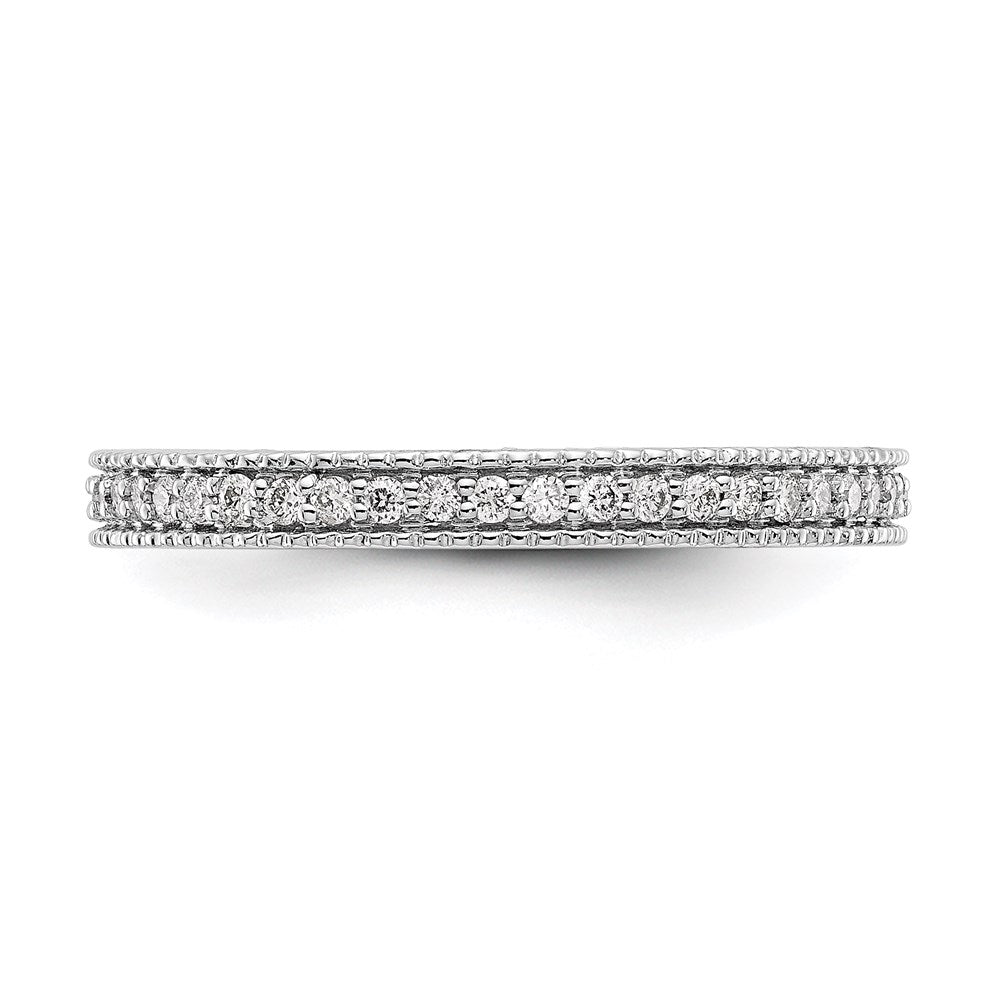 14k White Gold Polished 1/3CT Milgrain Edge Diamond Eternity Band