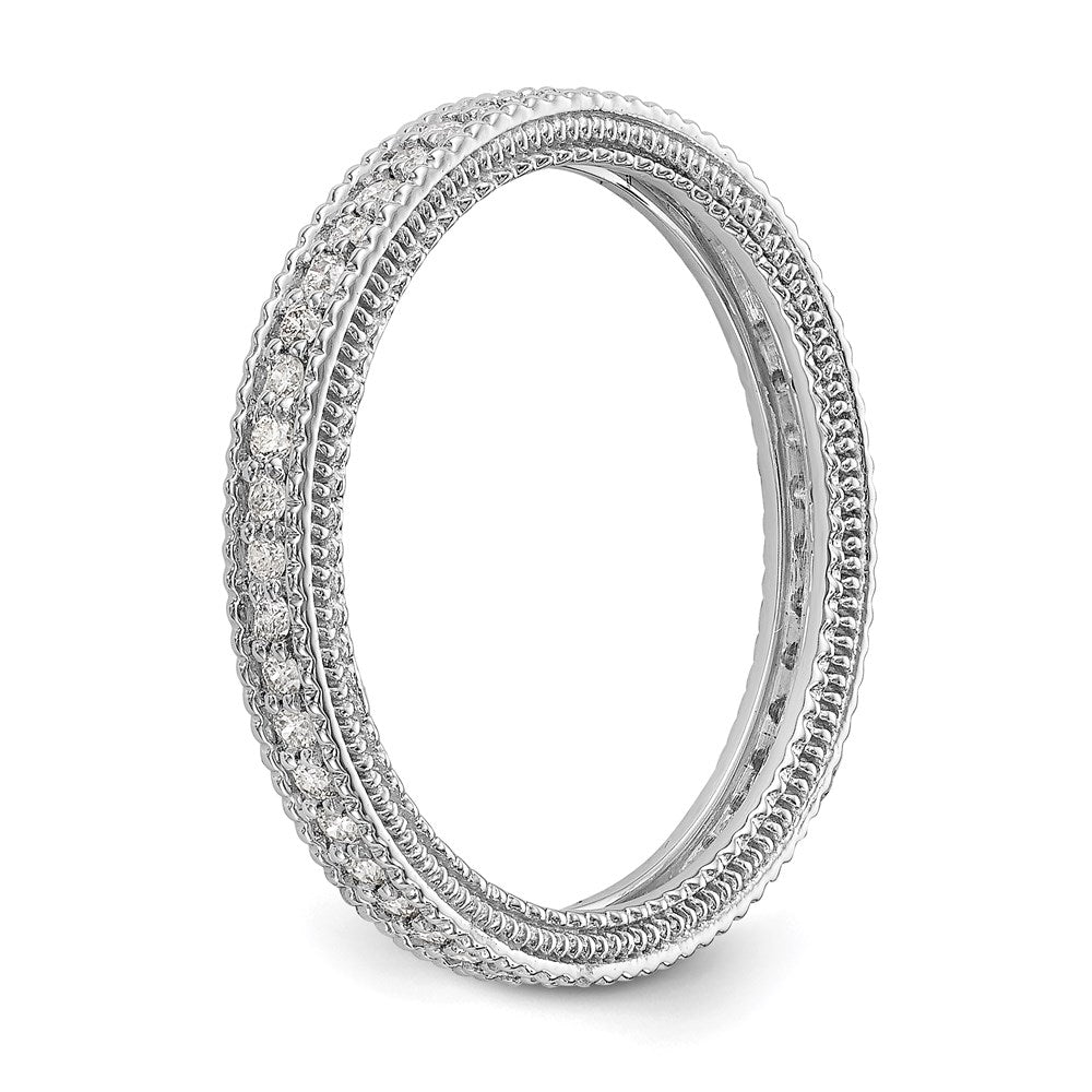 14k White Gold Polished 1/3CT Milgrain Edge Diamond Eternity Band