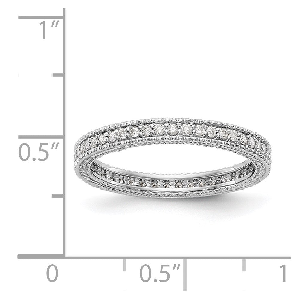 14k White Gold Polished 1/3CT Milgrain Edge Diamond Eternity Band