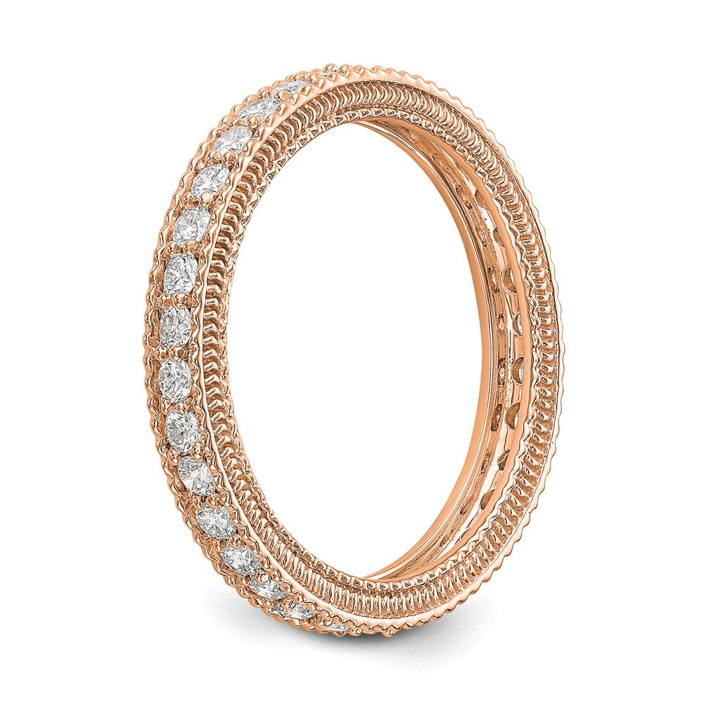 14k Rose Gold Polished 3/4CT Milgrain Edge Diamond Eternity Band