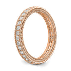 14k Rose Gold Polished 3/4CT Milgrain Edge Diamond Eternity Band