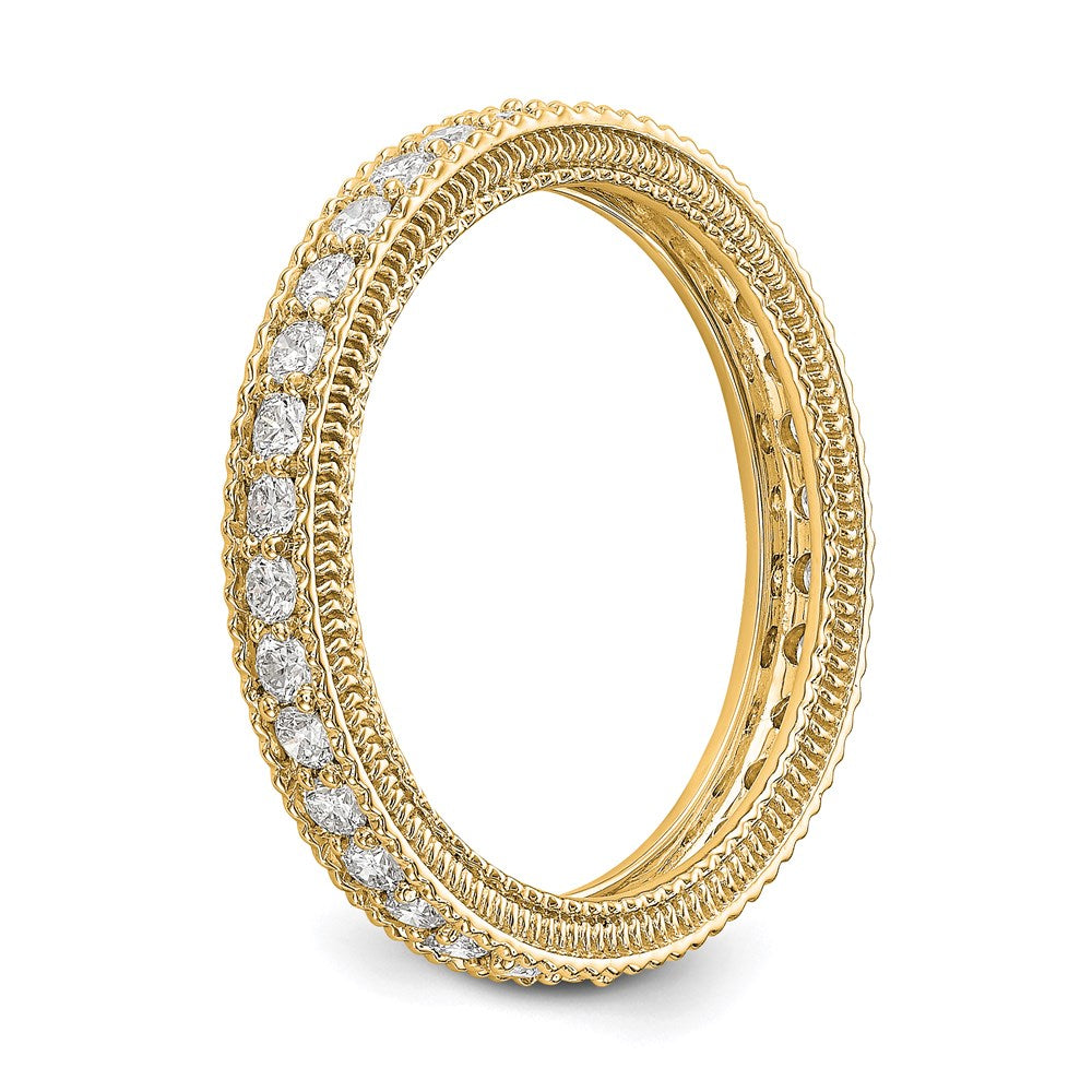 14k Polished 3/4CT Milgrain Edge Diamond Eternity Band