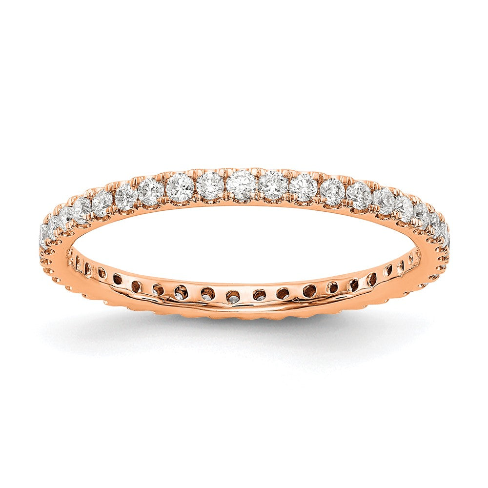 14k Rose Gold 1/2 carat Lab Grown Diamond VS/SI+ G+ Complete Shared Prong Eternity Band