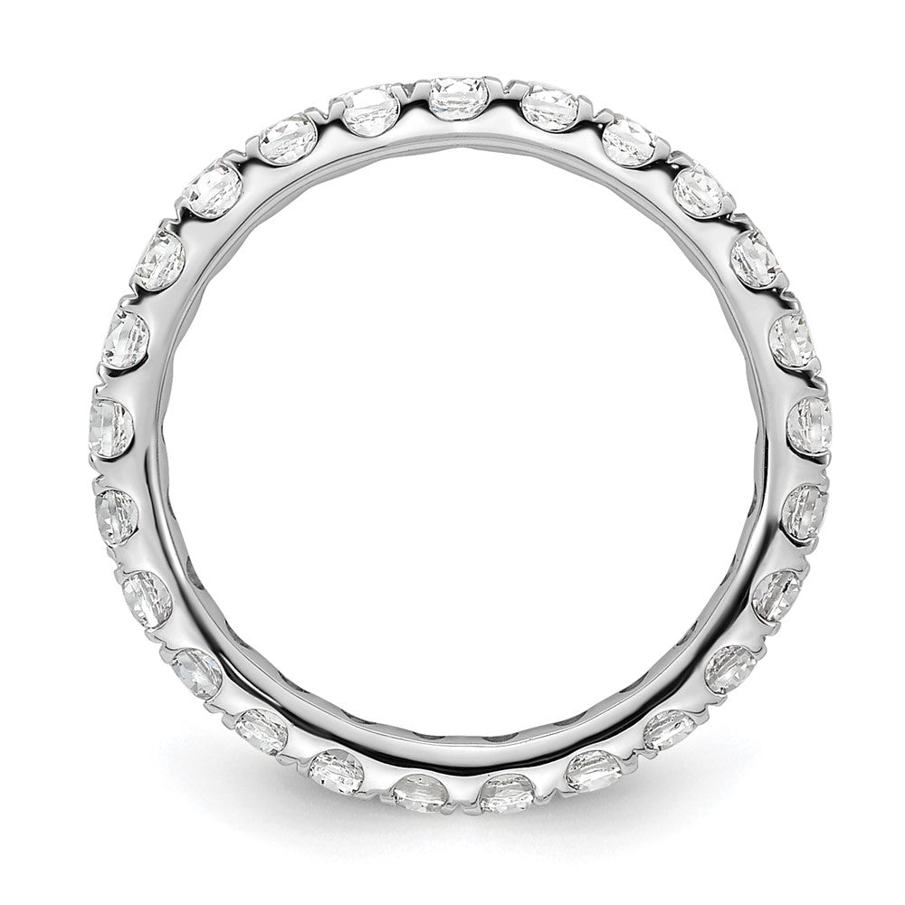 14k White Gold Polished U-Shared Prong 1 carat Diamond Complete Eternity Band