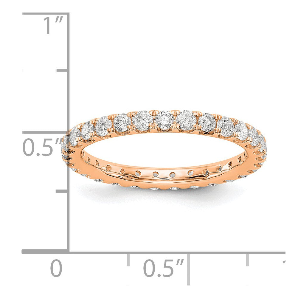 14k Rose Gold 1 carat Lab Grown Diamond VS/SI+ G+ Complete Shared Prong Eternity Band