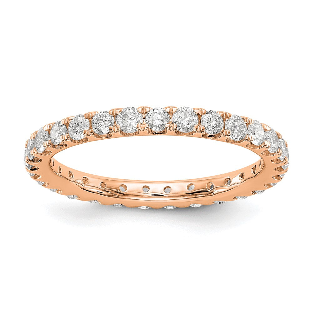 14k Rose Gold 1 carat Lab Grown Diamond VS/SI+ G+ Complete Shared Prong Eternity Band