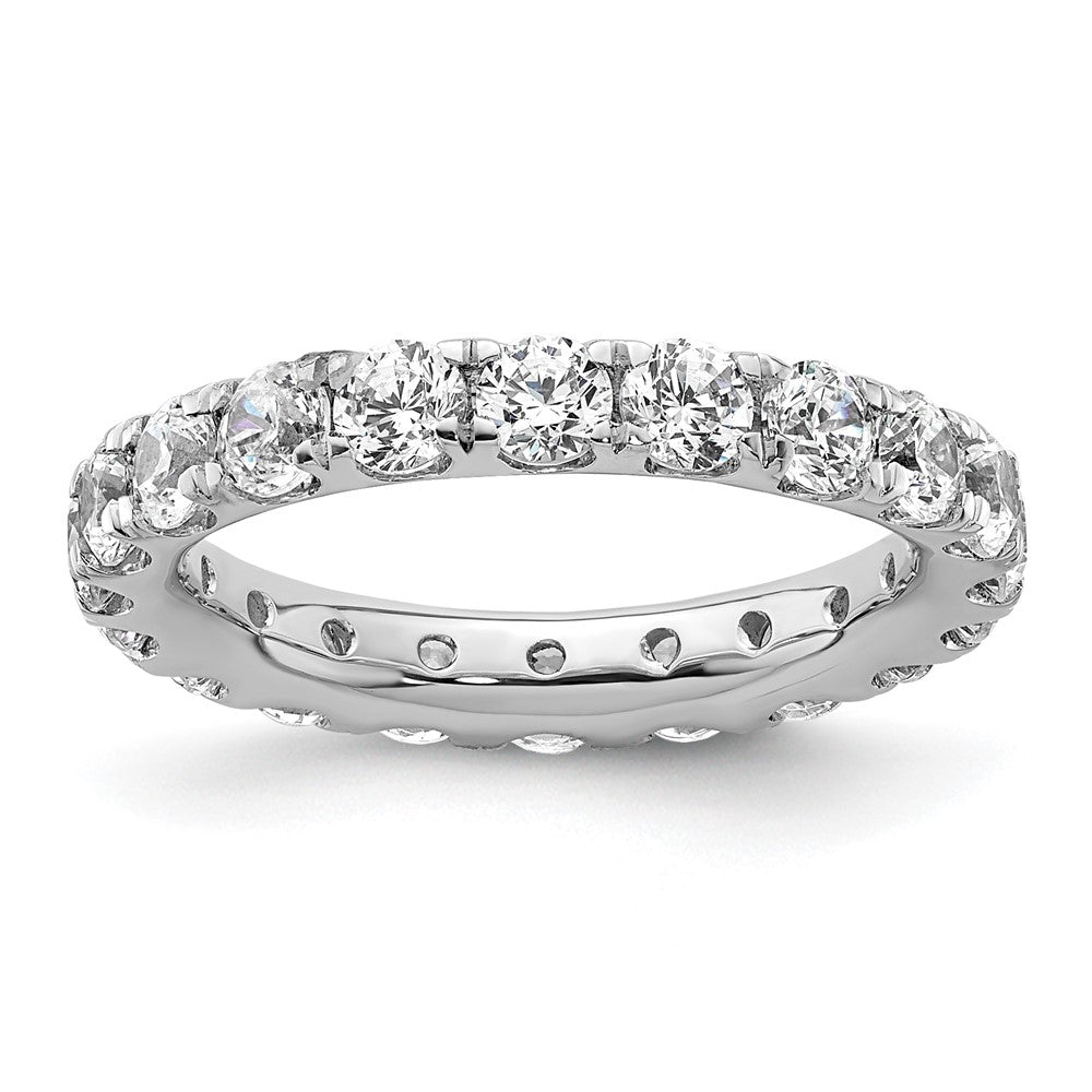 14k White Gold Polished U-Shared Prong 2 carat Diamond Complete Eternity Band