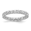14k White Gold Polished U-Shared Prong 2 carat Diamond Complete Eternity Band