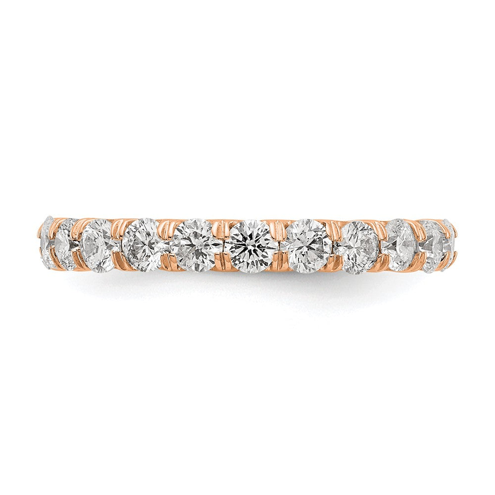14k Rose Gold 2 carat Lab Grown Diamond VS/SI+ G+ Complete Shared Prong Eternity Band