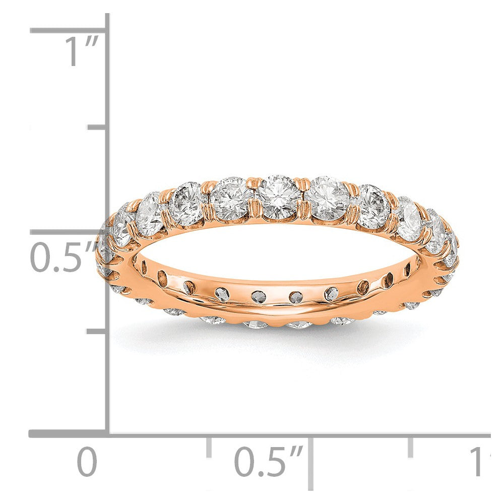 14k Rose Gold 2 carat Lab Grown Diamond VS/SI+ G+ Complete Shared Prong Eternity Band