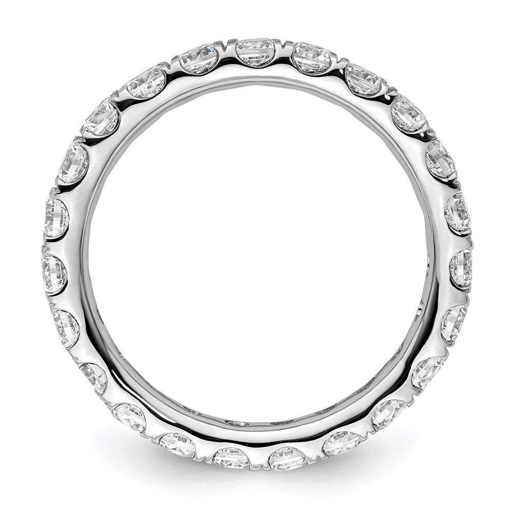 14k White Gold Polished U-Shared Prong 2 carat Diamond Complete Eternity Band