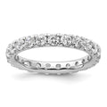 14k White Gold Polished U-Shared Prong 2 carat Diamond Complete Eternity Band
