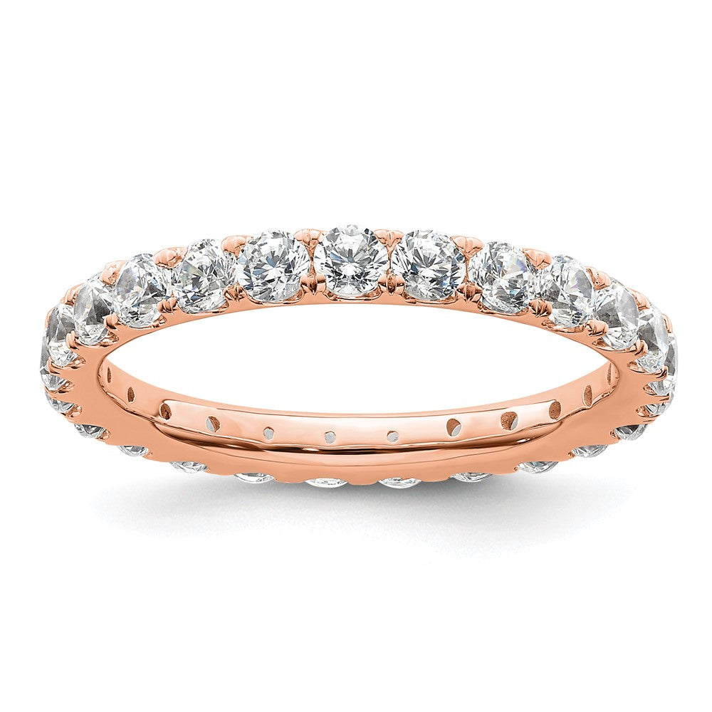 14k Rose Gold Polished U-Shared Prong 2 carat Diamond Complete Eternity Band