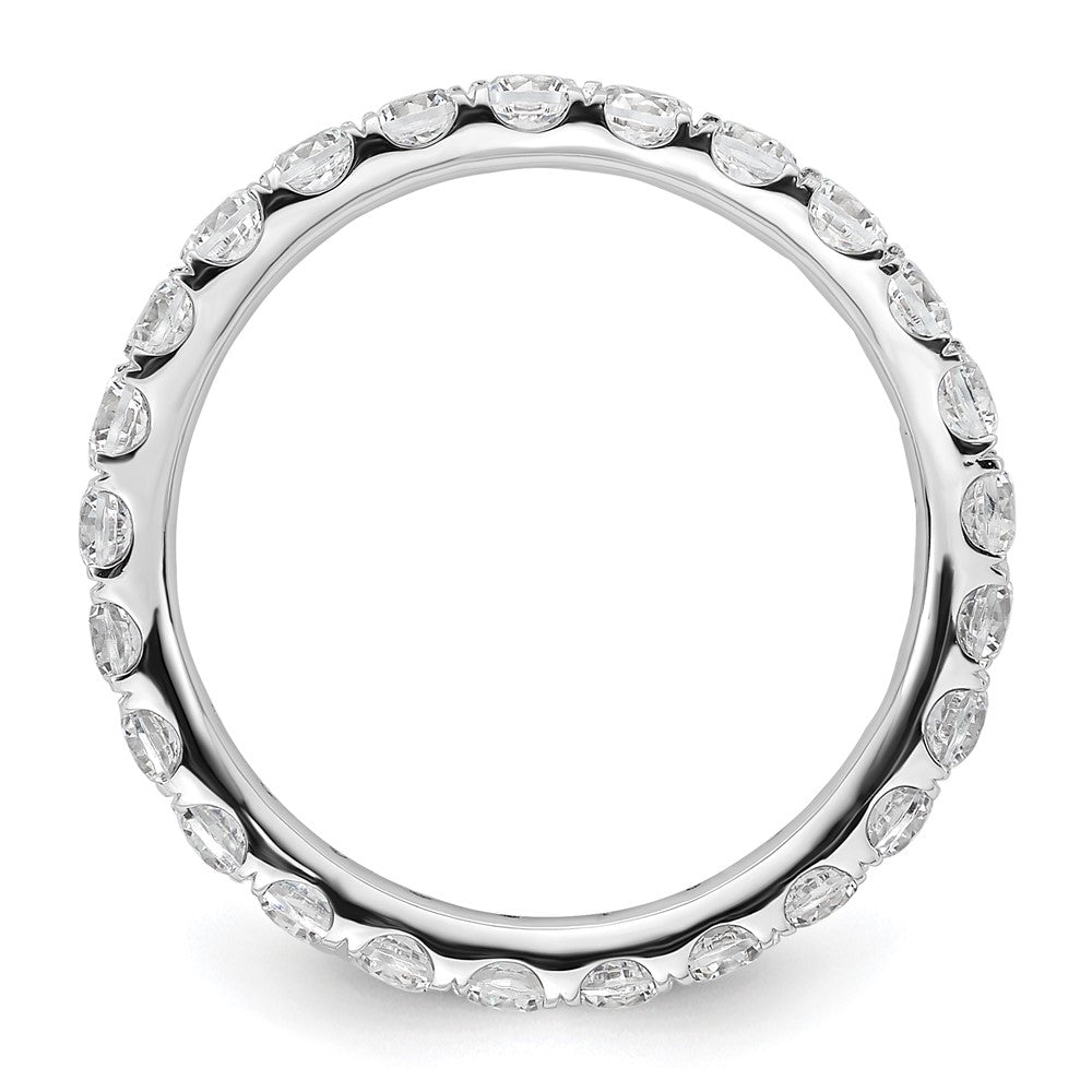 14k White Gold Polished U-Shared Prong 2 carat Diamond Complete Eternity Band