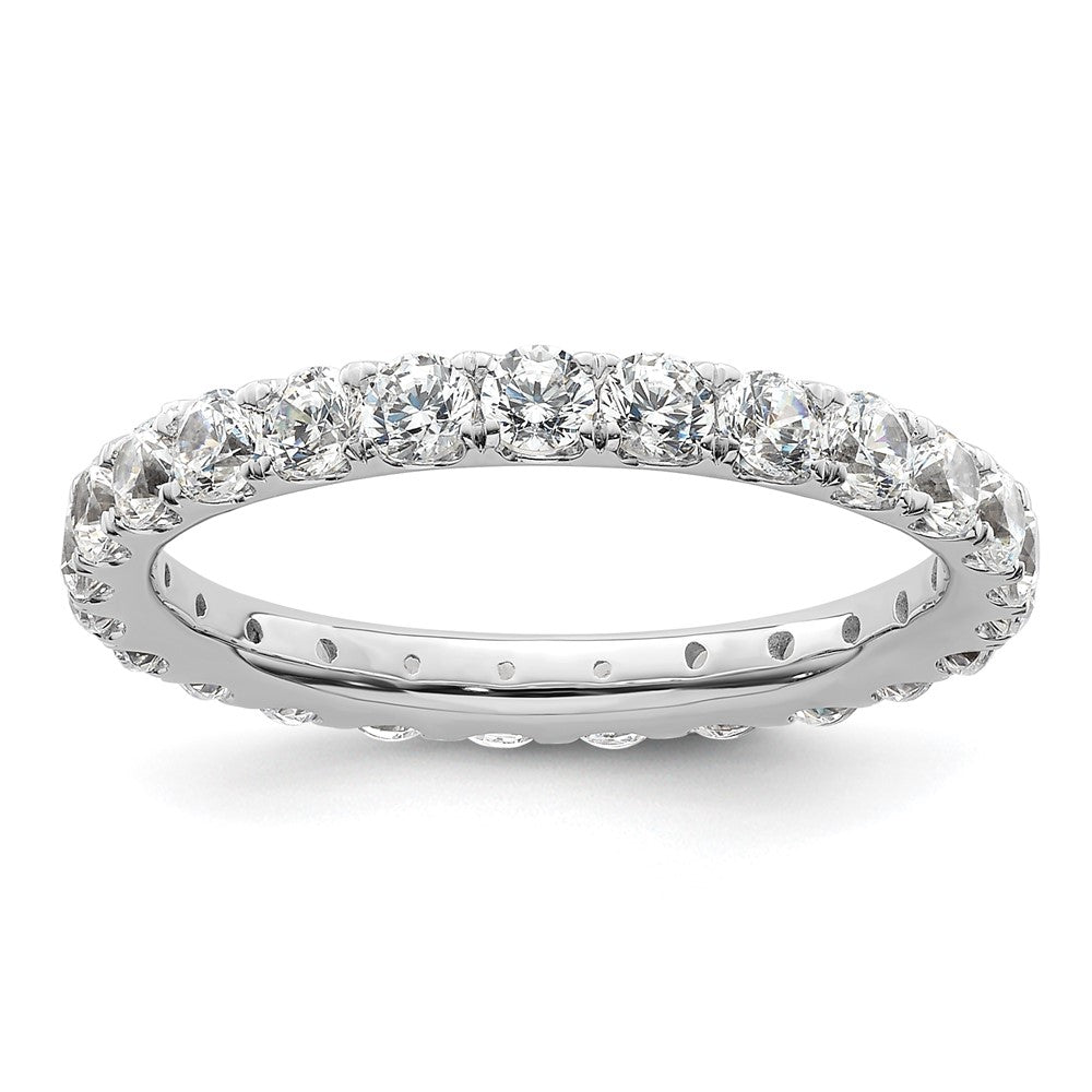14k White Gold Polished U-Shared Prong 2 carat Diamond Complete Eternity Band